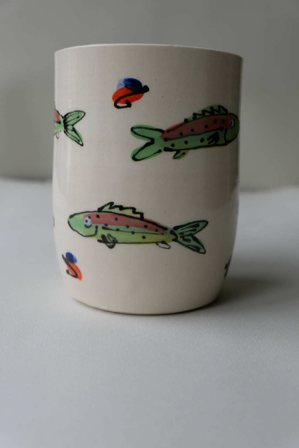 trout and trout fly mug