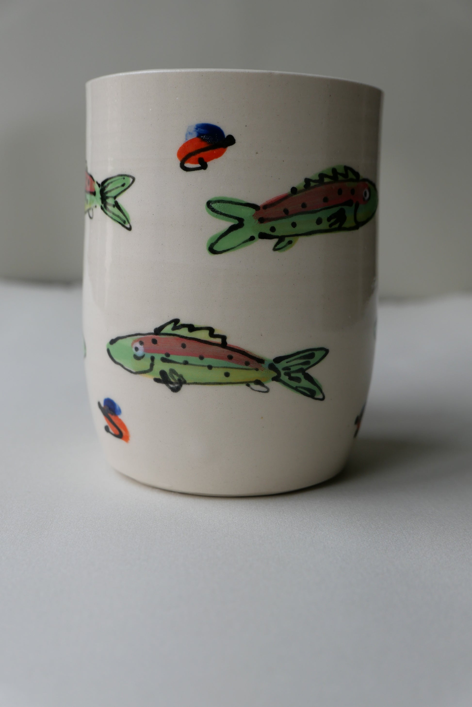 trout and trout fly mug