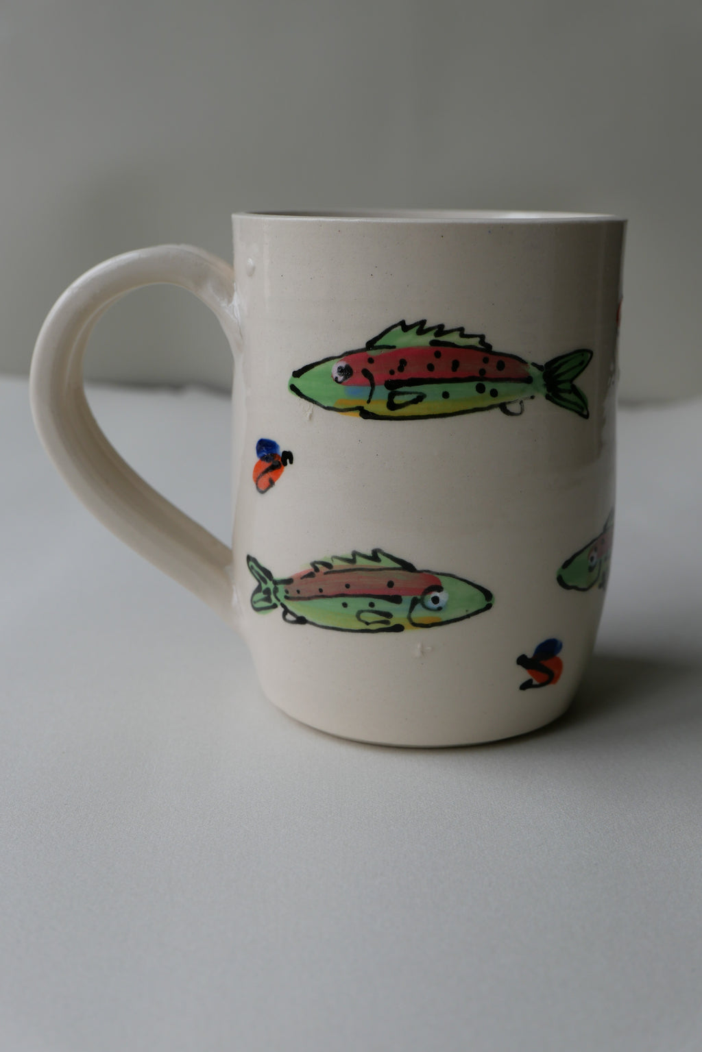 trout and trout fly mug