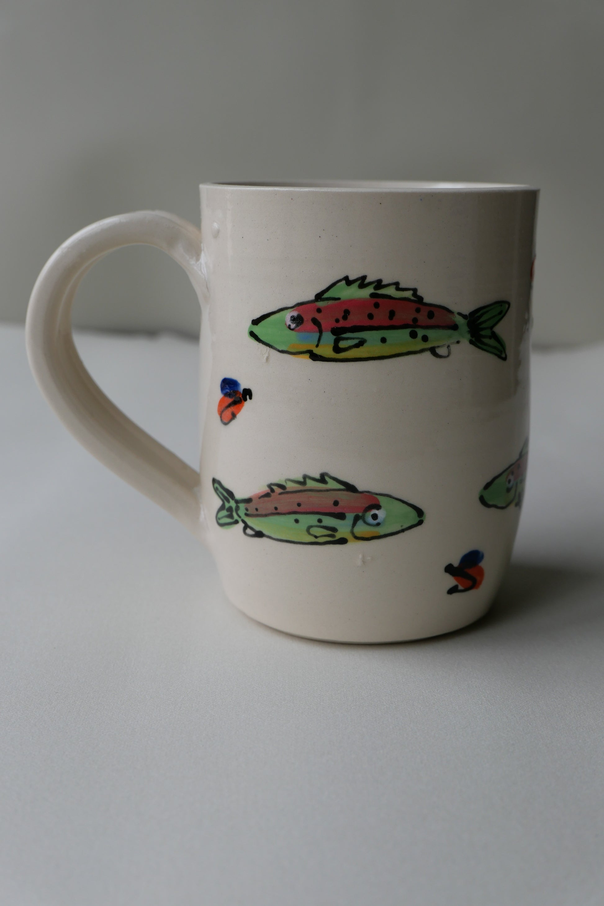 trout and trout fly mug