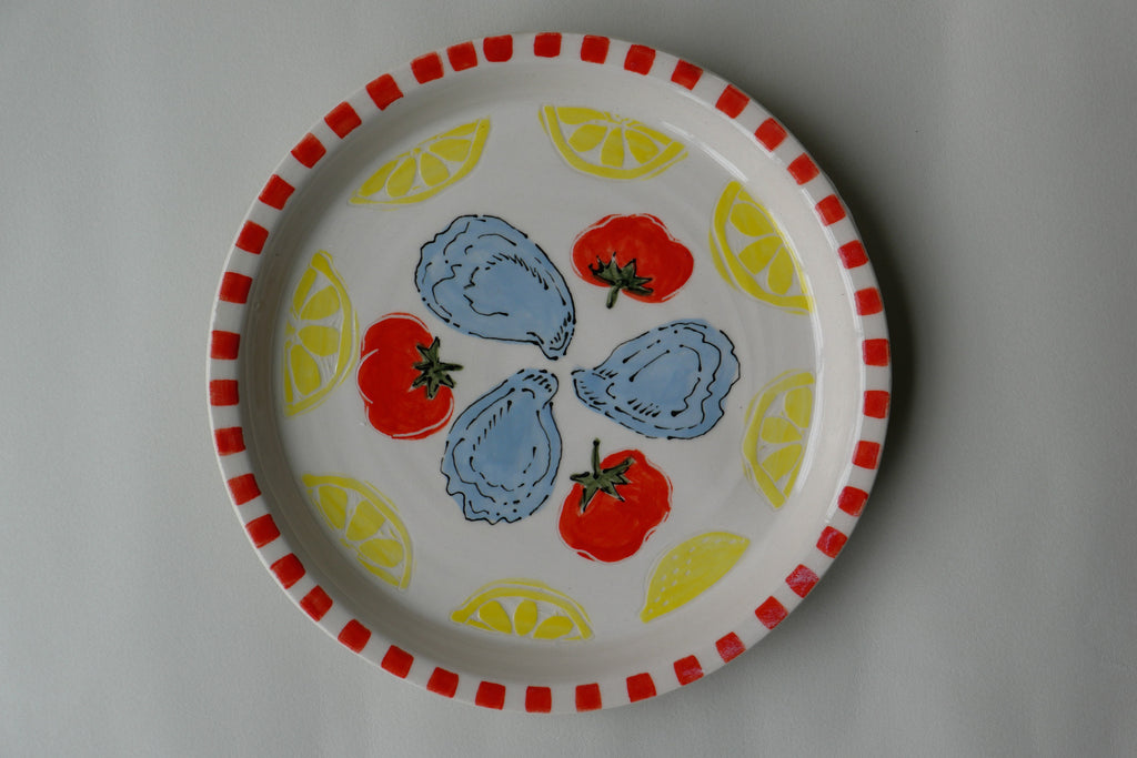 oyster, tomato and lemon small plate