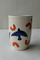 blue and orange bird tumbler no. 2