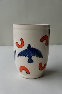 blue and orange bird tumbler no. 2
